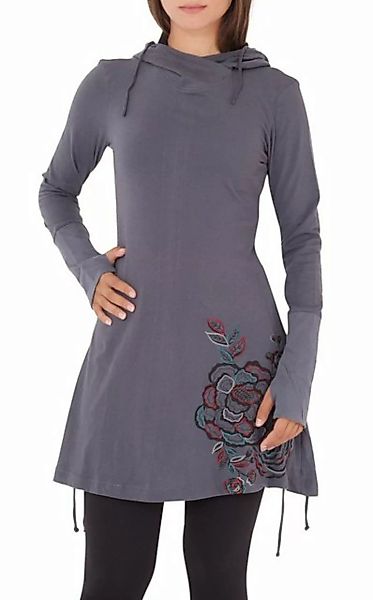 PUREWONDER A-Linien-Kleid Kapuzenkleid mit Blumen-Print dr132 Jersey günstig online kaufen
