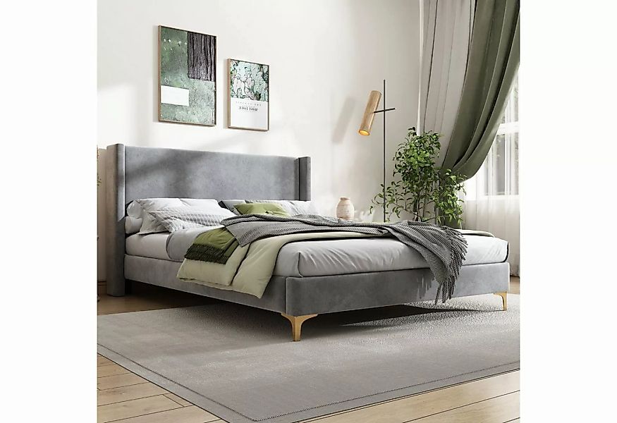 WISHDOR Polsterbett Polsterbank Doppelbett Bett mit Lattenrost ohne Matratz günstig online kaufen
