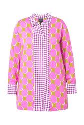 Ulla Popken Hemdbluse Satin-Longbluse Patch-Design Hemdkragen günstig online kaufen