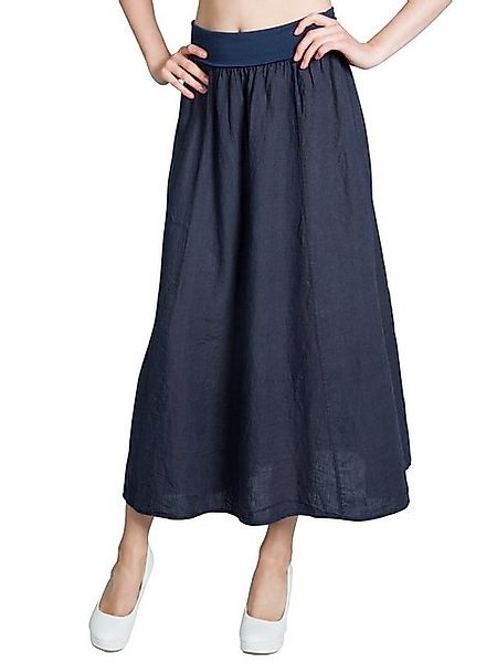 Caspar Faltenrock RO019 Damen langer Maxi Sommer Leinenrock mit figurfreund günstig online kaufen
