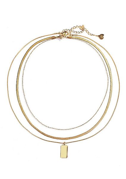 Hey Happiness Collier-Set Layer Geo Schlangenketten, Edelstahl 18K Roségold günstig online kaufen