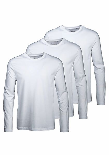 Mans World Langarmshirt, Langarm, unifarben, aus Baumwolle, im 3er-Pack günstig online kaufen