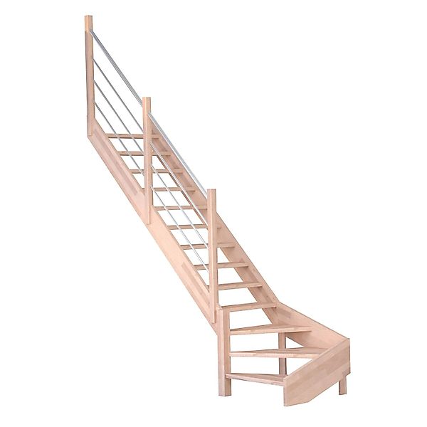 Treppe Mykonos Pro Buche Gew. L 80 cm Holz-Edelstahl-Geländer FSC® günstig online kaufen