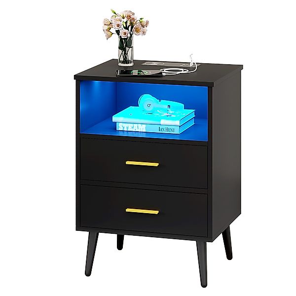 LVSOMT Nachttisch mit Beleuchtung LED und günstig online kaufen