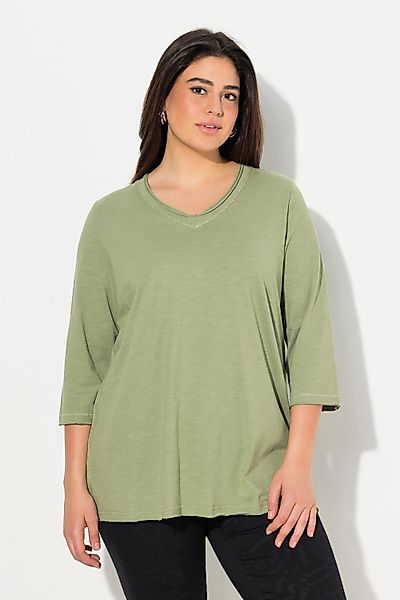 Ulla Popken T-Shirt Shirt Metallic-Nähte V-Ausschnitt günstig online kaufen