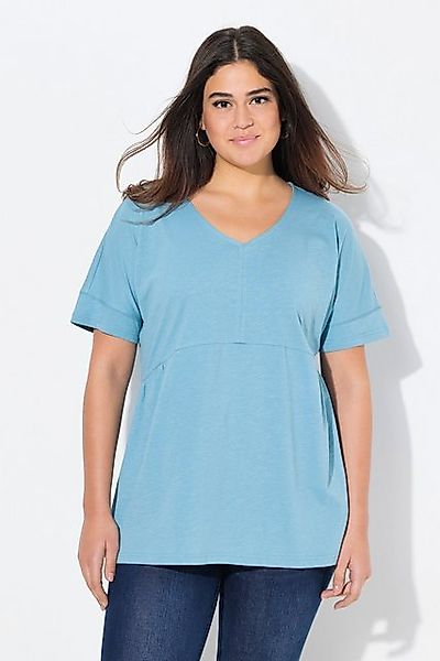 Ulla Popken T-Shirt T-Shirt Raffung A-Linie V-Ausschnitt Halbarm günstig online kaufen