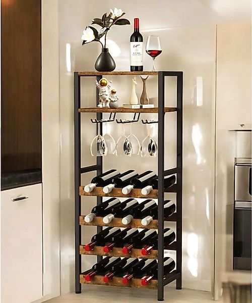 DanDiBo Weinregal Metall Schwarz Stehend mit Glashalter 100 cm 96575 Flasch günstig online kaufen
