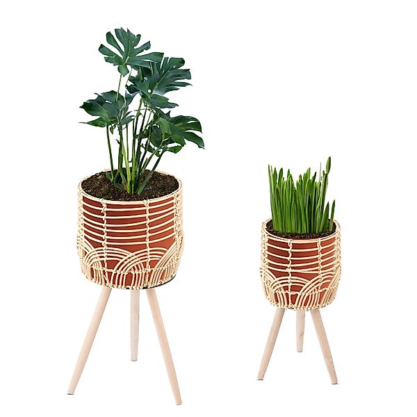 Navaris Übertopf 2x Blumentopf mit Ständer günstig online kaufen