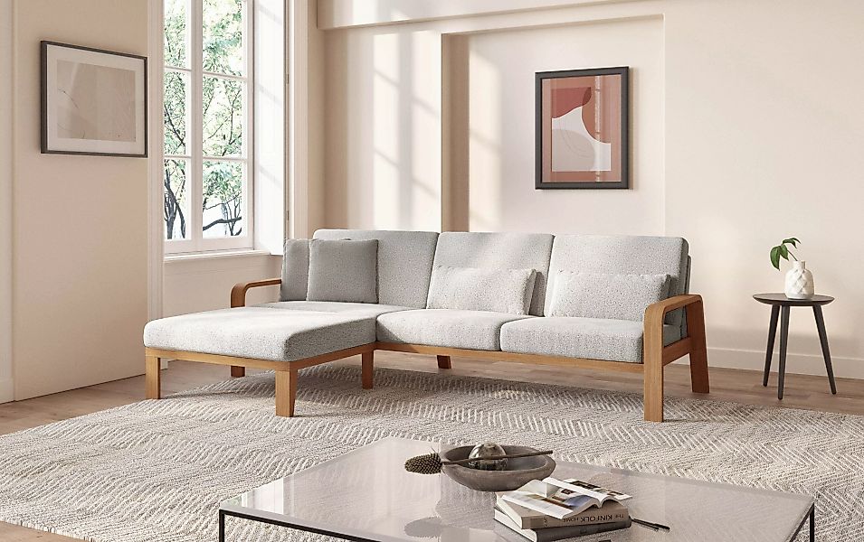 sit&more Ecksofa »Kolding L-Form«, Armlehnen aus eichefarbigem Buchenholz, günstig online kaufen