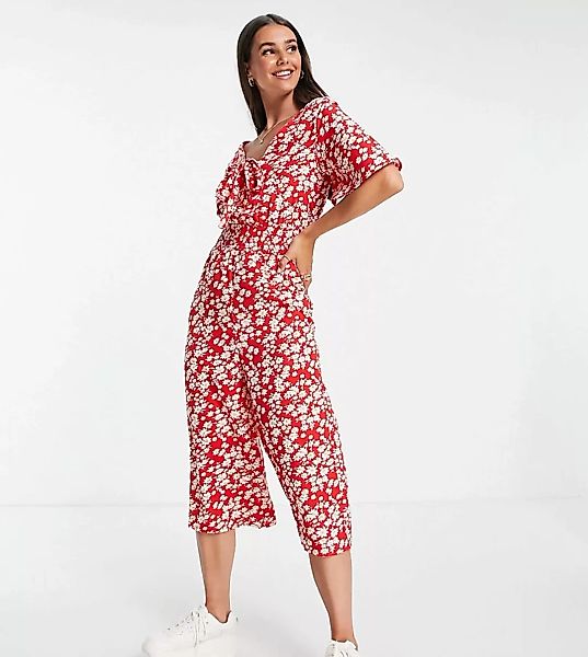 Influence Tall – Jumpsuit in Rot mit Blumenmuster-Mehrfarbig günstig online kaufen