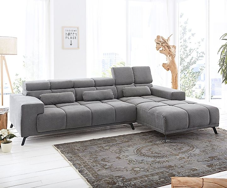 DELIFE Ecksofa Ordino, Mikrofaser Grau 285x200 günstig online kaufen