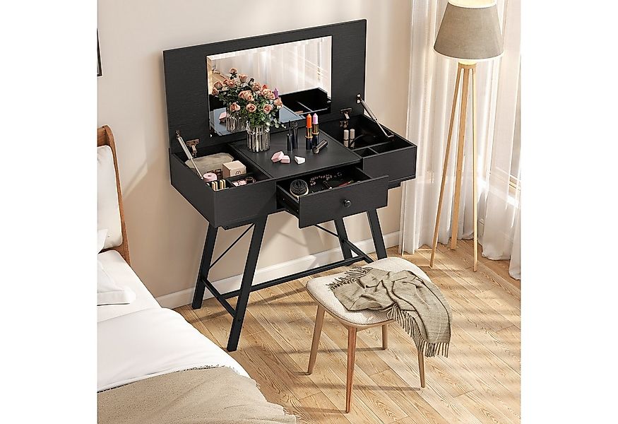 COSTWAY Schminktisch, Kosmetiktisch, Schreibtisch, mit Spiegel, Ladestation günstig online kaufen