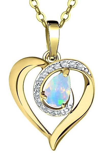 Limana Herzkette echter äthiopischer Opal 925 Silber Damenkette Goldkette v günstig online kaufen