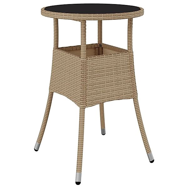 vidaXL Gartentisch Ø60x75 cm Hartglas und Poly Rattan Beige 310601 günstig online kaufen
