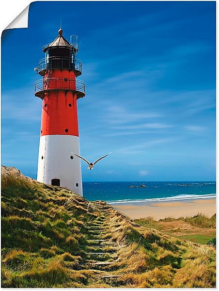 Artland Wandbild "Leuchtturm am Deich", Gebäude, (1 St.), als Leinwandbild, günstig online kaufen