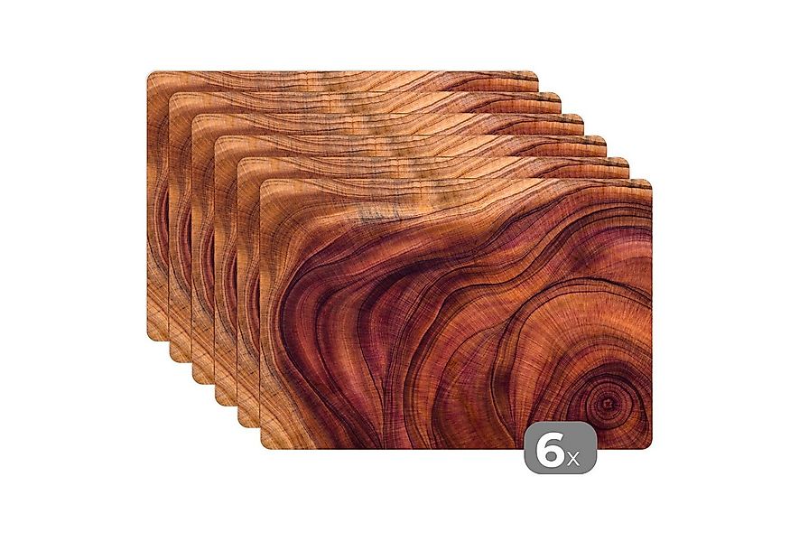 MuchoWow Platzset Glatte Holzstruktur aus geschwungenen Linien, (6-St), Pla günstig online kaufen