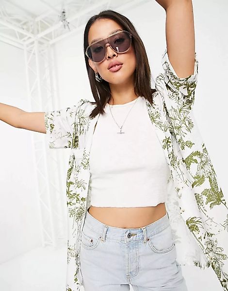 Topshop – Oversize-Resorthemd mit buntem Palmenprint-Mehrfarbig günstig online kaufen