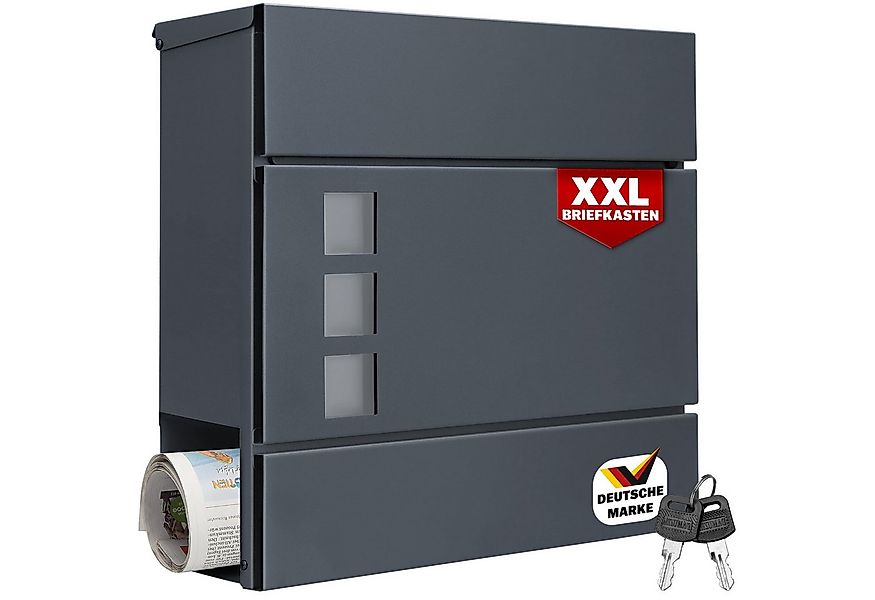 monzana Wandbriefkasten, Design Stahl mit Zeitungsfach Sichtfenster 2 Schlü günstig online kaufen