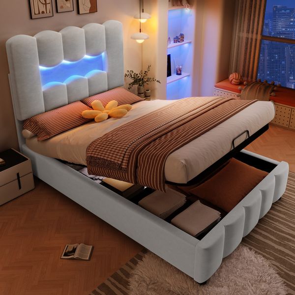 MODFU Polsterbett mit LED-Licht (Kinderbett mit günstig online kaufen