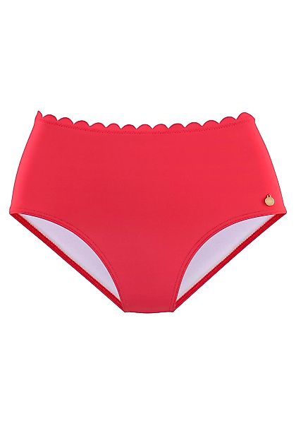 LASCANA Highwaist-Bikini-Hose "Scallop", mit gelaserter Wellenkante günstig online kaufen
