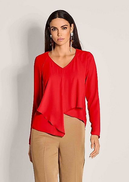 MADELEINE Langarmbluse Elegante Bluse mit asymmetrischem Saum V-Ausschnitt, günstig online kaufen