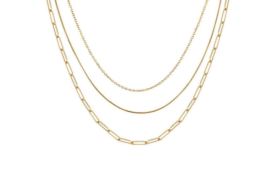KARMA Gliederkette Damenkette Layering Kette Damen 3 reihige Halskette (Sch günstig online kaufen