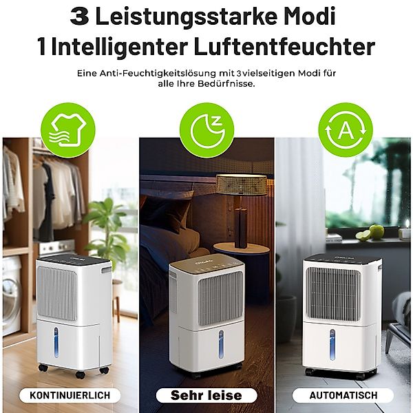 LETGOSPT Luftentfeuchter Elektrisch 16L, 250m³ Luftumwälzung günstig online kaufen