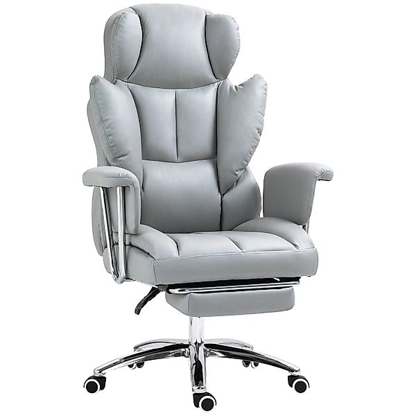 HOMCOM Bürostuhl Mikrofaserstoff Schaumstoff Hellgrau 74L x 65B x 120-128H günstig online kaufen