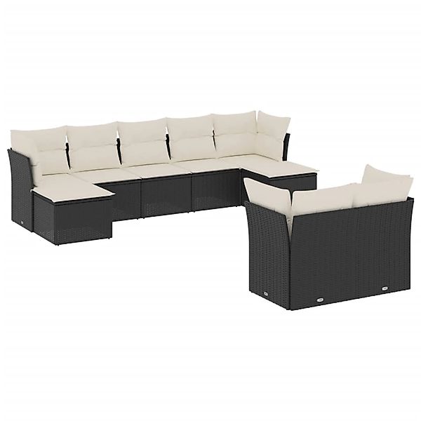 vidaXL 9-Tlg Garten-Sofagarnitur mit Kissen Schwarz Poly Rattan 3218306 günstig online kaufen