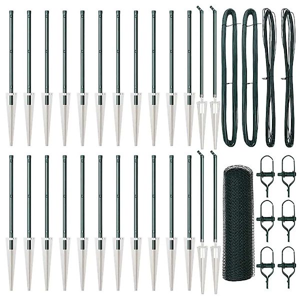 vidaXL Zaunpfosten Grün 50 x 0,8 m 25 mm Netz Stahl und PVC 3353127 günstig online kaufen