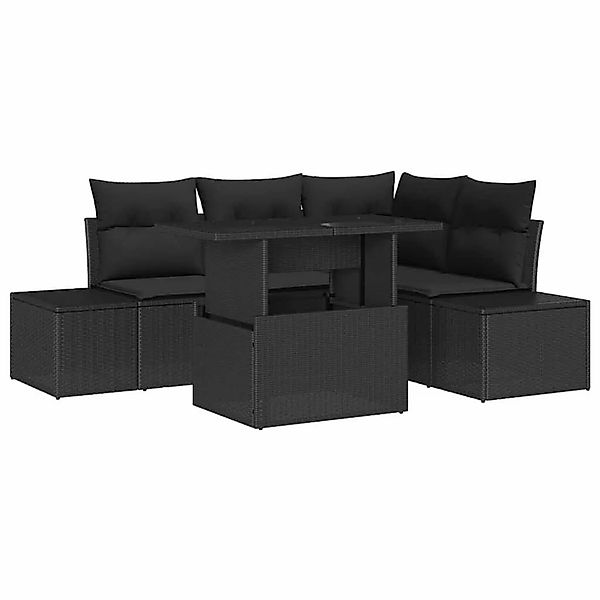 vidaXL Gartensofa-set mit Kissen 5-Tlg Schwarz Poly-Rattan 3349179 günstig online kaufen