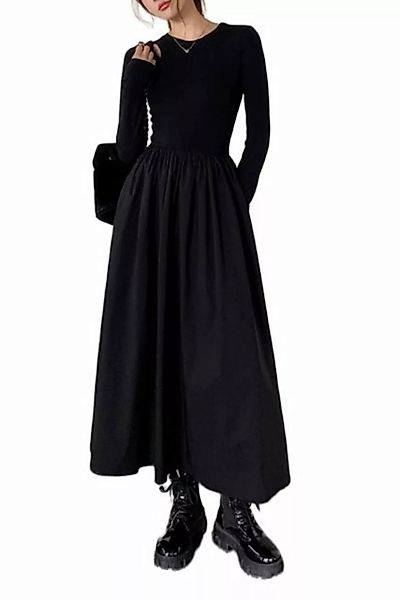 B.X Maxikleid Damen Casual lange Ärmel einfarbig Jerseykleid mit Rundhalsau günstig online kaufen