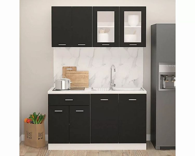 DOTMALL Schranksystem 4-teiliges Küchenschrank-Set aus schwarzem Holzwerkst günstig online kaufen