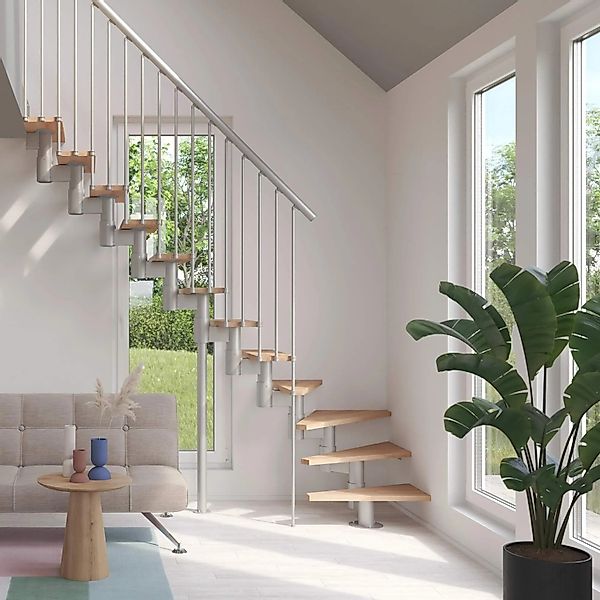 Treppen Intercon Raumspartreppe Torino Mittelholmtreppe Italo-Silber mit St günstig online kaufen