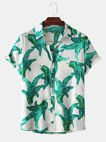 Herren Casual Summer Hawaiian Blumendruck Kurzarmhemden günstig online kaufen