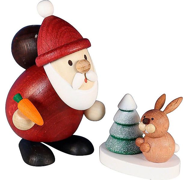 Ullrich Kunsthandwerk Dekofigur Weihnachtsmann mit Hase und verschneitem Ba günstig online kaufen