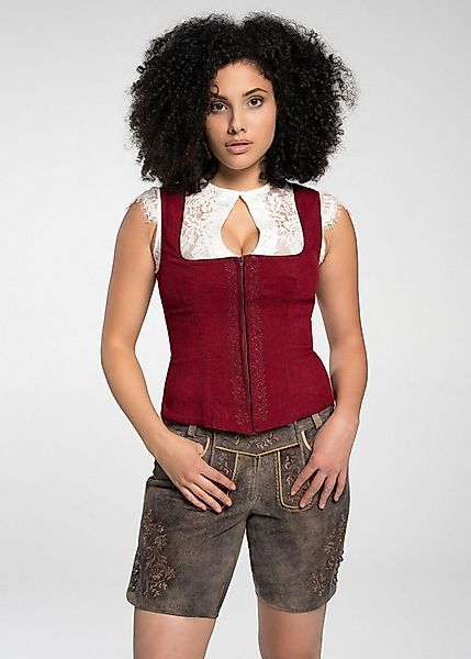 Spieth & Wensky Trachtenbluse Trachtenmieder "Feuer" stilvolle Stickereien günstig online kaufen