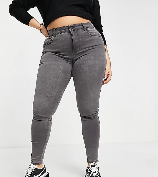 Only Curve – Augusta – Enge Jeans in Grau günstig online kaufen