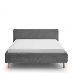 Polsterbettgestell Anthrazit aus Boucle Stoff Vierfußgestell aus Holz günstig online kaufen