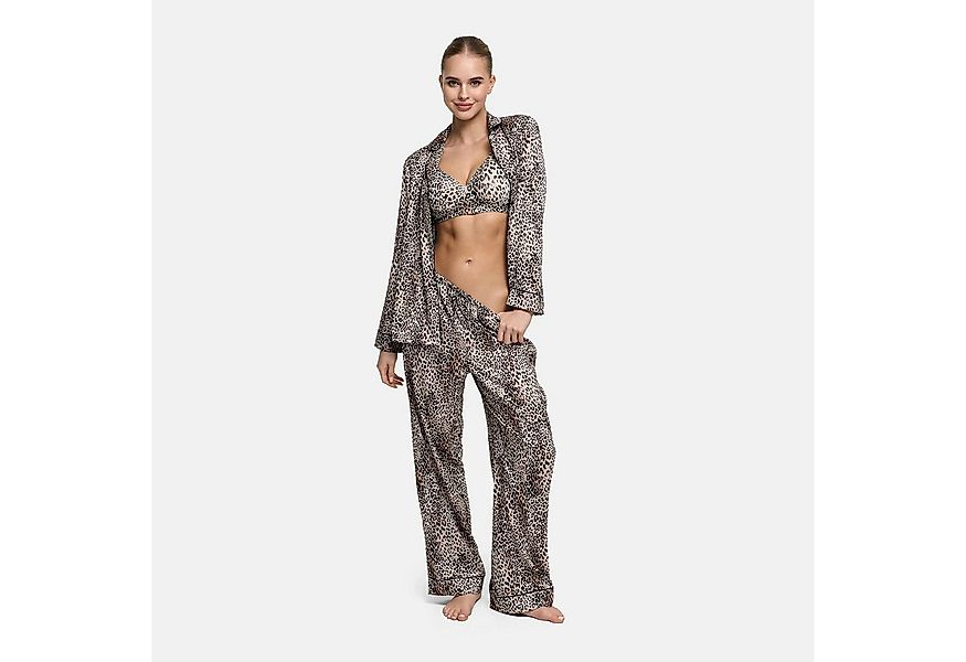 cfab Pyjamahose Satin Pyjamahose-Leopard-L (1-tlg) günstig online kaufen