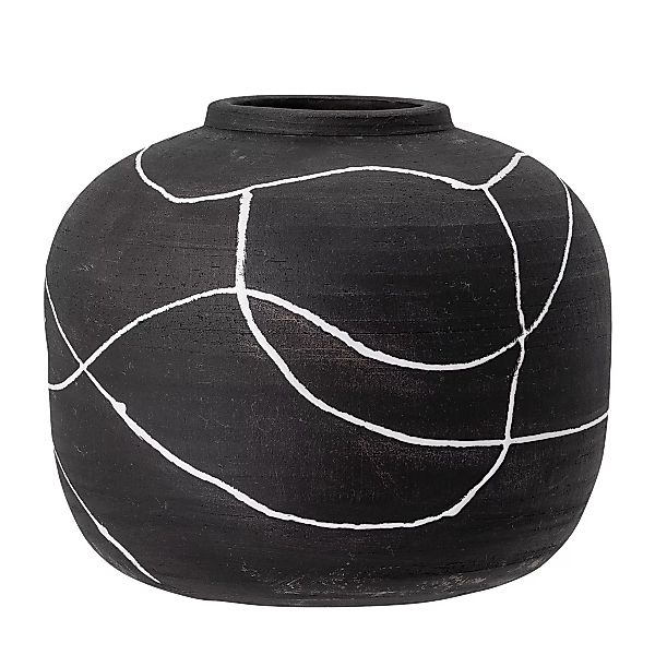 Bloomingville - Niza Vase - schwarz/matt/Muster weiß glänzend/H x Ø 16,5 x günstig online kaufen