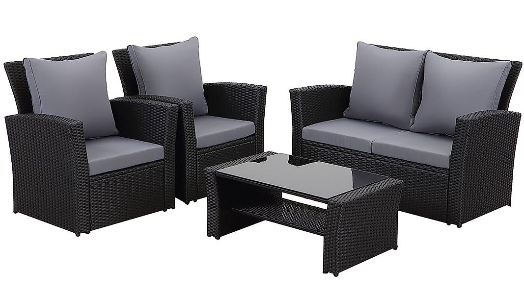 MeXo Gartenlounge-Set Gartenmöbel-Set aus handgefertigtem Poly-Rattan, günstig online kaufen