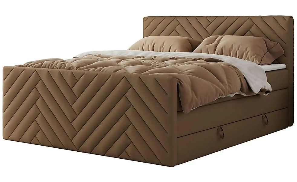 Boxspringbett mit Bettkasten Paris King Duo ¦ braun ¦ Maße (cm): B: 141 H: günstig online kaufen