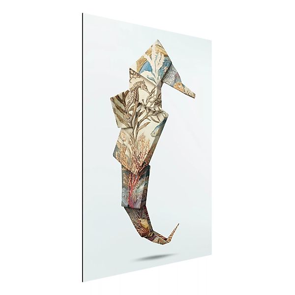 Alu-Dibond Bild Kunstdruck - Hochformat 3:4 Origami Seepferdchen günstig online kaufen