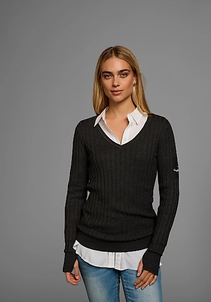 KangaROOS V-Ausschnitt-Pullover in breit geripptem Feinstrick günstig online kaufen