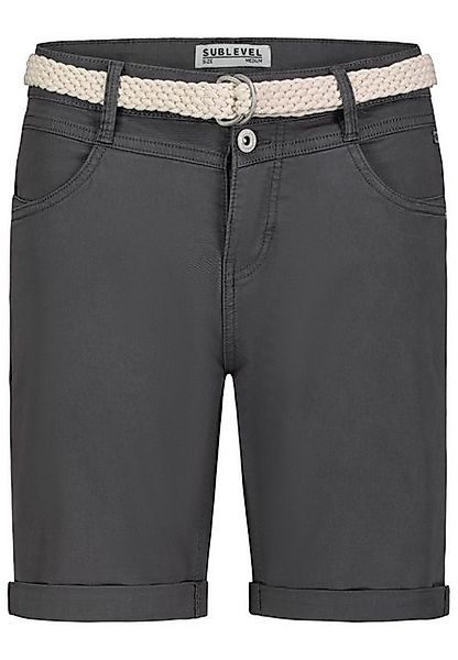 SUBLEVEL Bermudas Kurzes Design mit Flechtgürtel und gekrempeltem Saum Twil günstig online kaufen