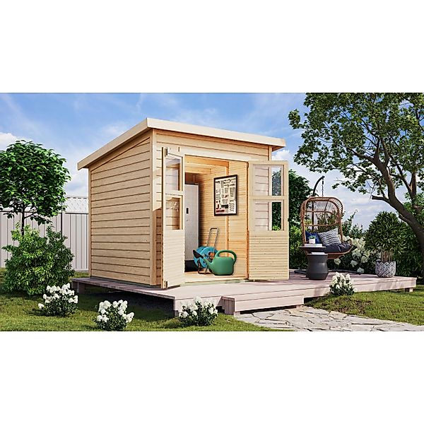 Karibu Holz-Gartenhaus Neuenburg 2 Natur 208 cm x 210 cm günstig online kaufen