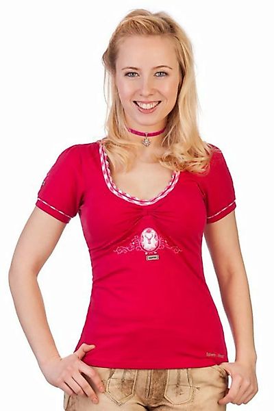 Spieth & Wensky Trachtenshirt Trachtenshirt Damen - PALME - aqua, pink günstig online kaufen