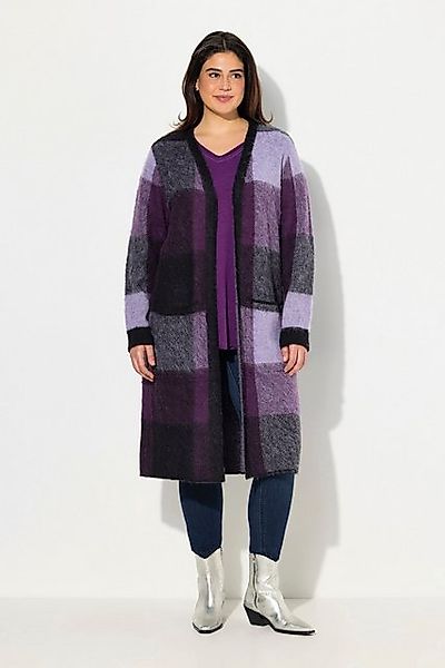 Ulla Popken Strickjacke Long-Strickjacke Karo offenes Modell Taschen günstig online kaufen