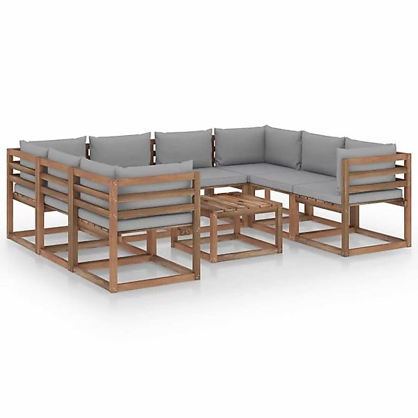 9-tlg. Garten-lounge-set Mit Grauen Kissen günstig online kaufen